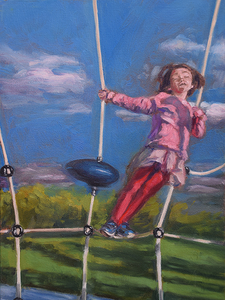 Marie Finkelstein's painting of Barbara's Magic Garden 20, 2021, oil on wood panel.