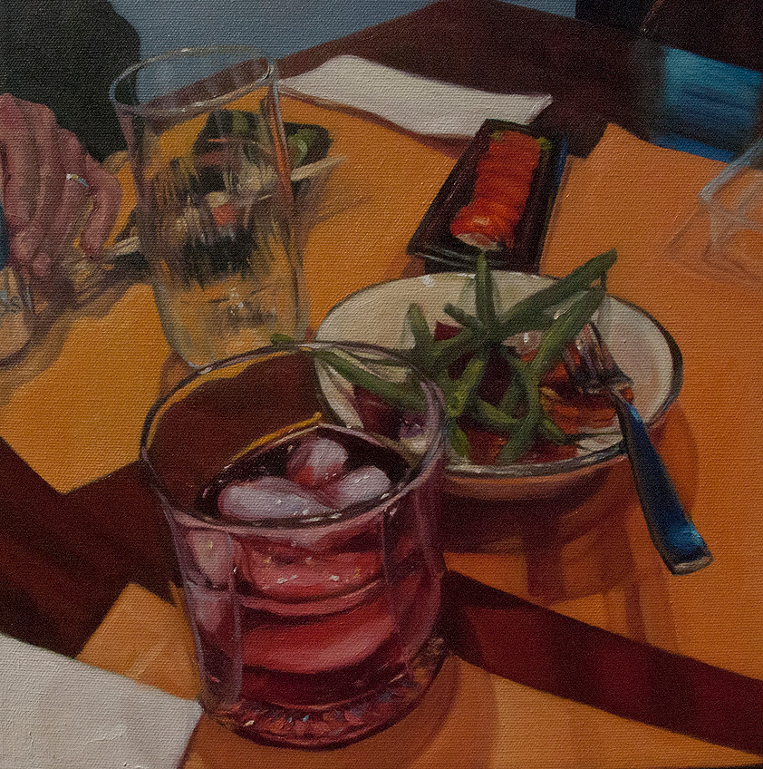 Marie Finkelstein's painting of Barbara's Magic Garden 20, 2021, oil on wood panel.
