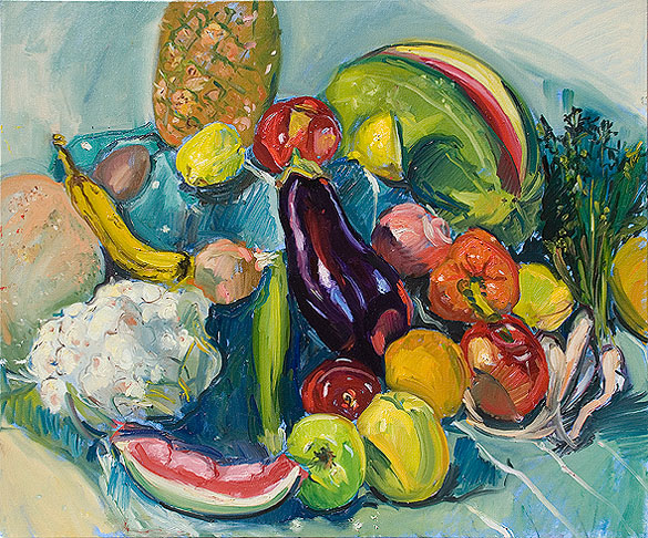 Marie Finkelstein's painting of Mixed Salad, oil on canvas.