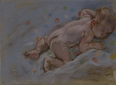 Marie Finkelstein's painting of Barbara's Magic Garden 20, 2021, oil on wood panel.