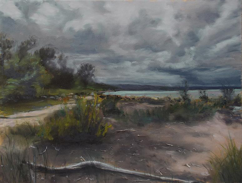 Marie Finkelstein's painting of Barbara's Magic Garden 20, 2021, oil on wood panel.