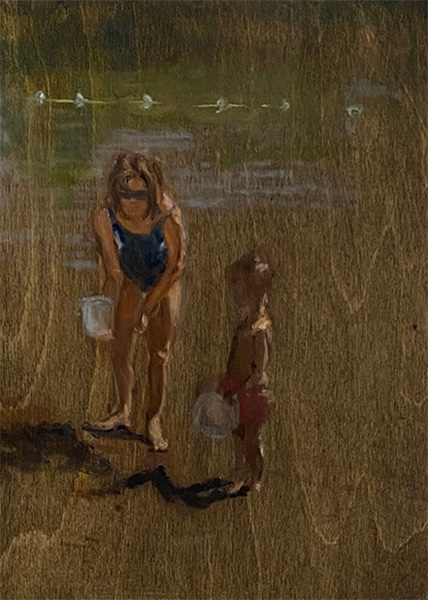 Marie Finkelstein's painting of Barbara's Magic Garden 20, 2021, oil on wood panel.