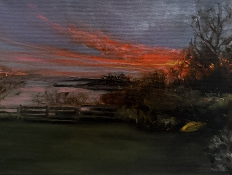 Marie Finkelstein's painting of Barbara's Magic Garden 20, 2021, oil on wood panel.